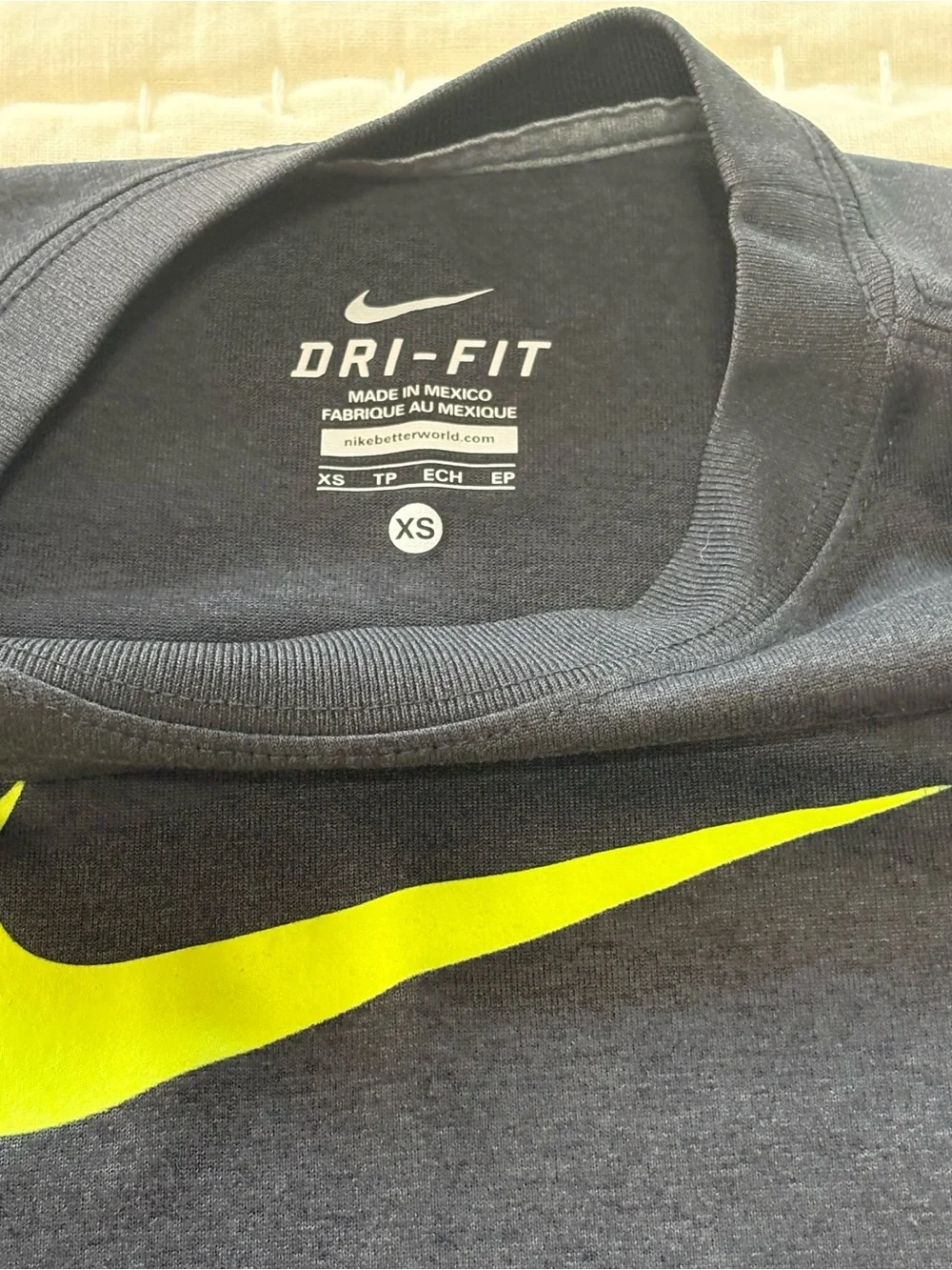 Boys Nike Black Short Sleeve Tee with Neon Yellow Swoosh